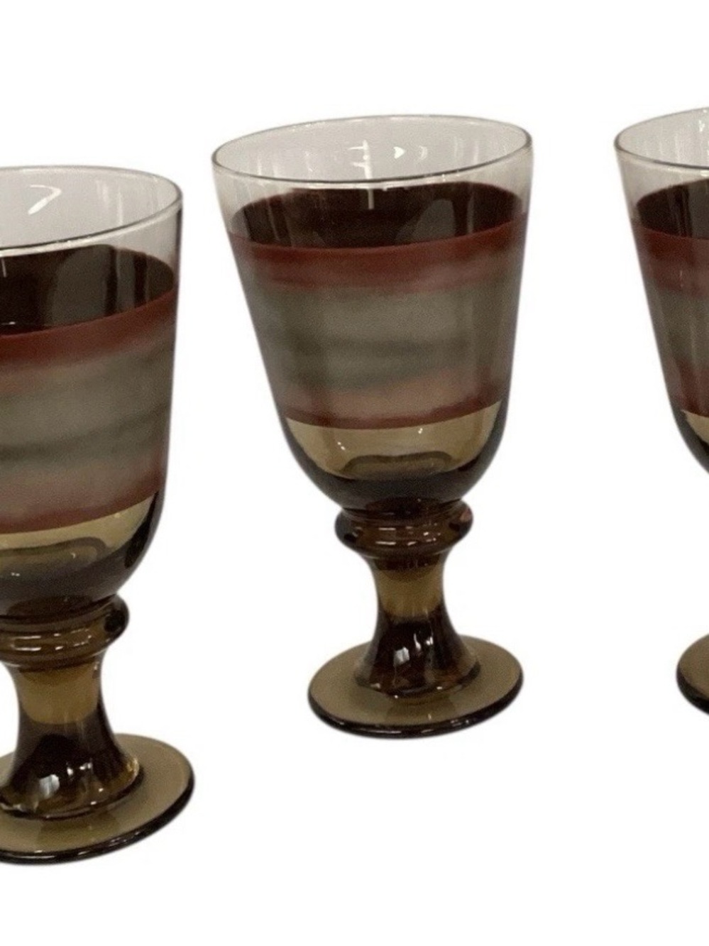 Vintage Libbey Sango Nova Brown Ombre Pedestal Goblets – Set of 3 Glasses - Picture 2 of 4